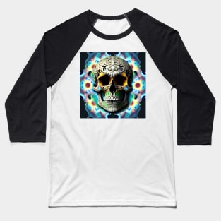 Skull Tie Dye Psychedelic Trippy Festival Hippie Graffiti Biker Baseball T-Shirt